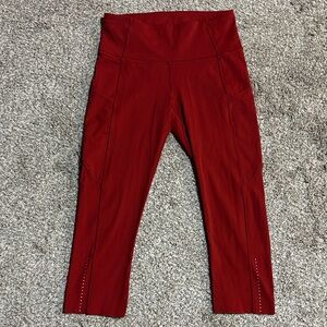 Lululemon Athletica Red Leggings with Side Details